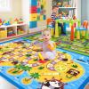 Garvee 4×6 Rugs for Kids Room, Washable Playroom Rug Hopscotch＆Ludo Game Area Rugs with Colors, Non Slip Ultra Soft Educational Learning Carpet Stain Resistant City Road Mats for Children Baby Toddler(Maze Puzzle)