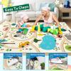 Garvee 4×6 Rugs for Kids Room, Washable Playroom Rug Hopscotch＆Ludo Game Area Rugs with Colors, Non Slip Ultra Soft Educational Learning Carpet Stain Resistant City Road Mats for Children Baby Toddler(Animals)