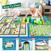 Garvee 4×6 Rugs for Kids Room, Washable Playroom Rug Hopscotch＆Ludo Game Area Rugs with Colors, Non Slip Ultra Soft Educational Learning Carpet Stain Resistant City Road Mats for Children Baby Toddler(City Life)