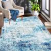Garvee 5 ft x7 ft Rug, Anti-Slip Backing Abstract Area Rug, Washable Modern Abstract Carpet for Living Room, Foldable Low Pile Accent Rug with Non Slip Backing Soft Stain Resistant Floor Carpet, Navy(Navy)