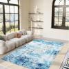 Garvee 5 ft x7 ft Rug, Anti-Slip Backing Abstract Area Rug, Washable Modern Abstract Carpet for Living Room, Foldable Low Pile Accent Rug with Non Slip Backing Soft Stain Resistant Floor Carpet, Navy(Navy)