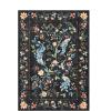 Garvee 5×7 Area Rug Washable Floral Peacock Rugs for Living Room Bedroom, Low Pile Non Slip Nursery Rugs for Girls Room Playroom, Vintage Home Decor Thin Carpet for Dining Room, Green(Black)