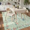Garvee 5×7 Area Rug Washable Floral Peacock Rugs for Living Room Bedroom, Low Pile Non Slip Nursery Rugs for Girls Room Playroom, Vintage Home Decor Thin Carpet for Dining Room, Green(Green)