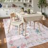 Garvee 5×7 Area Rug Washable Floral Peacock Rugs for Living Room Bedroom, Low Pile Non Slip Nursery Rugs for Girls Room Playroom, Vintage Home Decor Thin Carpet for Dining Room, Green(Pink)
