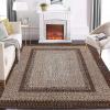 Garvee 5×7 Area Rugs Washable Rugs for Living Room, Boho Vintage Rug Non Slip Low Pile Stain Resistance Indoor Soft Large Carpet for Bedroom Dining Room Office (Brown)