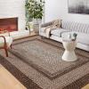 Garvee 5×7 Area Rugs Washable Rugs for Living Room, Boho Vintage Rug Non Slip Low Pile Stain Resistance Indoor Soft Large Carpet for Bedroom Dining Room Office (Brown)