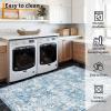 Garvee 5×7 ft Boho Distressed Floral Area Rug, Non-Slip Indoor Washable Rug, Stain Resistant Print Low Pile Carpet for Living Room/Bedroom/Kitchen/Dining Room/Kids Room/Nursery(Camel Green)(Blue)