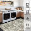 Garvee 5×7 ft Boho Distressed Floral Area Rug, Non-Slip Indoor Washable Rug, Stain Resistant Print Low Pile Carpet for Living Room/Bedroom/Kitchen/Dining Room/Kids Room/Nursery(Camel Green)(Green)