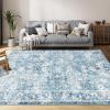 Garvee 5×7 ft Boho Distressed Floral Area Rug, Non-Slip Indoor Washable Rug, Stain Resistant Print Low Pile Carpet for Living Room/Bedroom/Kitchen/Dining Room/Kids Room/Nursery(Camel Green)(Blue)