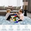 Garvee 5×7 ft Boho Distressed Floral Area Rug, Non-Slip Indoor Washable Rug, Stain Resistant Print Low Pile Carpet for Living Room/Bedroom/Kitchen/Dining Room/Kids Room/Nursery(Camel Green)(Blue)