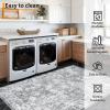 Garvee 5×7 ft Boho Distressed Floral Area Rug, Non-Slip Indoor Washable Rug, Stain Resistant Print Low Pile Carpet for Living Room/Bedroom/Kitchen/Dining Room/Kids Room/Nursery(Camel Green)(Grey)