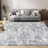 Garvee 5×7 ft Boho Distressed Floral Area Rug, Non-Slip Indoor Washable Rug, Stain Resistant Print Low Pile Carpet for Living Room/Bedroom/Kitchen/Dining Room/Kids Room/Nursery(Camel Green)(Grey)