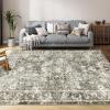 Garvee 5×7 ft Boho Distressed Floral Area Rug, Non-Slip Indoor Washable Rug, Stain Resistant Print Low Pile Carpet for Living Room/Bedroom/Kitchen/Dining Room/Kids Room/Nursery(Camel Green)(Green)