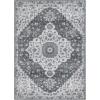 Garvee 5×7 ft Machine Washable Area Rug, Non Slip Non-Shedding Vintage Rug for Living Room, Low Pile Oriental Medallion Floral Printed Carpet,Indoor Foldable Soft Rug for Bedroom/Nursery/Kitchen（Blue(Grey)