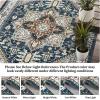 Garvee 5×7 ft Vintage Boho Washable Soft Area Rug, Low Pile Anti-Slip Stain Resistant Rugs, Floral Printed Distressed Large Soft Carpet, Non Shedding Rug for Bedroom Living Room Dining Room(Red)(Blue)