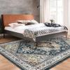 Garvee 5×7 ft Vintage Boho Washable Soft Area Rug, Low Pile Anti-Slip Stain Resistant Rugs, Floral Printed Distressed Large Soft Carpet, Non Shedding Rug for Bedroom Living Room Dining Room(Red)(Blue)