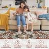 Garvee 5×7 ft Vintage Boho Washable Soft Area Rug, Low Pile Anti-Slip Stain Resistant Rugs, Floral Printed Distressed Large Soft Carpet, Non Shedding Rug for Bedroom Living Room Dining Room(Red)(Red)