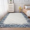 Garvee 8×10 Area Rug Machine Washable Rug Modern Bordered Area Rug, Stain Resistant Non-Slip Accent Rug Minimalist Border Floor Cover Farmhouse Carpet Rug for Living Room Decor, Blue
