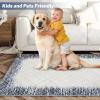 Garvee 8×10 Area Rug Machine Washable Rug Modern Bordered Area Rug, Stain Resistant Non-Slip Accent Rug Minimalist Border Floor Cover Farmhouse Carpet Rug for Living Room Decor, Blue