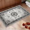 Garvee 8×10 ft Boho Vintage Area Rug, Machine Washable Gray Medallion Rug with Non-Slip Rubber Backing, Low Pile Soft Carpet for Living Room Bedroom Dining Room Kitchen, Pet Friendly(Gray)(Grey)