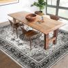 Garvee 8×10 ft Boho Vintage Area Rug, Machine Washable Gray Medallion Rug with Non-Slip Rubber Backing, Low Pile Soft Carpet for Living Room Bedroom Dining Room Kitchen, Pet Friendly(Gray)(Grey White)