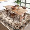 Garvee 8×10 ft Boho Vintage Area Rug, Machine Washable Gray Medallion Rug with Non-Slip Rubber Backing, Low Pile Soft Carpet for Living Room Bedroom Dining Room Kitchen, Pet Friendly(Gray)(Brown Beige)