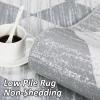 Garvee 9×12 Area Rug Washable Black Rug for Living Room Dining Room Low Pile Neutral Area Rugs Modern Geometric Checkered Rugs Low Pile Bedroom Area Rug(Grey-1)