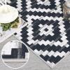 Garvee 9×12 Area Rug Washable Black Rug for Living Room Dining Room Low Pile Neutral Area Rugs Modern Geometric Checkered Rugs Low Pile Bedroom Area Rug(Black)