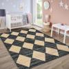 Garvee 9×12 Area Rug Washable Black Rug for Living Room Dining Room Low Pile Neutral Area Rugs Modern Geometric Checkered Rugs Low Pile Bedroom Area Rug(Checkered|black & Brown)