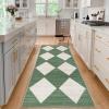 Garvee 9×12 Area Rug Washable Black Rug for Living Room Dining Room Low Pile Neutral Area Rugs Modern Geometric Checkered Rugs Low Pile Bedroom Area Rug(Green)
