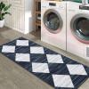 Garvee 9×12 Area Rug Washable Black Rug for Living Room Dining Room Low Pile Neutral Area Rugs Modern Geometric Checkered Rugs Low Pile Bedroom Area Rug(Navy Blue-1)