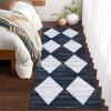 Garvee 9×12 Area Rug Washable Black Rug for Living Room Dining Room Low Pile Neutral Area Rugs Modern Geometric Checkered Rugs Low Pile Bedroom Area Rug(Navy Blue-1)