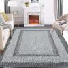 Garvee 9×12 Living Room Rug Large Washable Braided Rug Non Slip Accent Carpet Braided Print Carpet Indoor Rustic Area Rug Border Carpet for Bedroom Home Decor (Grey)