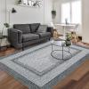 Garvee 9×12 Living Room Rug Large Washable Braided Rug Non Slip Accent Carpet Braided Print Carpet Indoor Rustic Area Rug Border Carpet for Bedroom Home Decor (Grey)