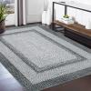 Garvee 9×12 Living Room Rug Large Washable Braided Rug Non Slip Accent Carpet Braided Print Carpet Indoor Rustic Area Rug Border Carpet for Bedroom Home Decor (Grey)