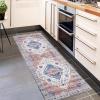 Garvee 9×12 Washable Rugs for Living Room with Vintage Boho Light Rug for Office, Dining Room, Kids Room and Farmhouse, Durable Low Pile Non-Slip Area Rug for High Traffic Areas. Beige Gray(Orange Brown)