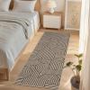 Garvee Arch Striped Living Room Rugs 5×7 Indoor Outdoor Easy Jute Rugs with Non Slip Backing, Stain Resistant Non Shedding Carpet Foldable Thin Neutral Mats for Entryway Dining Room Patio, Black/Brown(Striped|nature)