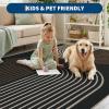 Garvee Arch Striped Living Room Rugs 5×7 Indoor Outdoor Easy Jute Rugs with Non Slip Backing, Stain Resistant Non Shedding Carpet Foldable Thin Neutral Mats for Entryway Dining Room Patio, Black/Brown(Rainbow|black&brown)