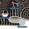 Garvee Arch Striped Living Room Rugs 5×7 Indoor Outdoor Easy Jute Rugs with Non Slip Backing, Stain Resistant Non Shedding Carpet Foldable Thin Neutral Mats for Entryway Dining Room Patio, Black/Brown(Striped|black)