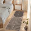 Garvee Arch Striped Living Room Rugs 5×7 Indoor Outdoor Easy Jute Rugs with Non Slip Backing, Stain Resistant Non Shedding Carpet Foldable Thin Neutral Mats for Entryway Dining Room Patio, Black/Brown(Rainbow|nature&black)