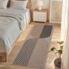 Garvee Arch Striped Living Room Rugs 5×7 Indoor Outdoor Easy Jute Rugs with Non Slip Backing, Stain Resistant Non Shedding Carpet Foldable Thin Neutral Mats for Entryway Dining Room Patio, Black/Brown(Rainbow|nature&tan)