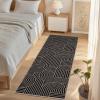 Garvee Arch Striped Living Room Rugs 5×7 Indoor Outdoor Easy Jute Rugs with Non Slip Backing, Stain Resistant Non Shedding Carpet Foldable Thin Neutral Mats for Entryway Dining Room Patio, Black/Brown(Striped|black)