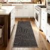 Garvee Arch Striped Living Room Rugs 5×7 Indoor Outdoor Easy Jute Rugs with Non Slip Backing, Stain Resistant Non Shedding Carpet Foldable Thin Neutral Mats for Entryway Dining Room Patio, Black/Brown(Striped|black)