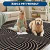 Garvee Arch Striped Living Room Rugs 5×7 Indoor Outdoor Easy Jute Rugs with Non Slip Backing, Stain Resistant Non Shedding Carpet Foldable Thin Neutral Mats for Entryway Dining Room Patio, Black/Brown(Striped|black)