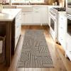 Garvee Arch Striped Living Room Rugs 5×7 Indoor Outdoor Easy Jute Rugs with Non Slip Backing, Stain Resistant Non Shedding Carpet Foldable Thin Neutral Mats for Entryway Dining Room Patio, Black/Brown(Striped|nature)