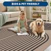Garvee Arch Striped Living Room Rugs 5×7 Indoor Outdoor Easy Jute Rugs with Non Slip Backing, Stain Resistant Non Shedding Carpet Foldable Thin Neutral Mats for Entryway Dining Room Patio, Black/Brown(Rainbow|nature&black)