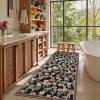 Garvee Floral 8×10 Living Room Bedroom Rugs, Washable Non-Slip Vintage Retro Accent Dining Room Rug, Soft Low-Pile Indoor Farmhouse Decorative Rugs for Home Office Girls Room, Pink(Tulip|black)