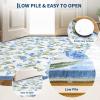 Garvee Floral 8×10 Living Room Bedroom Rugs, Washable Non-Slip Vintage Retro Accent Dining Room Rug, Soft Low-Pile Indoor Farmhouse Decorative Rugs for Home Office Girls Room, Pink(Tulip|blue)