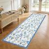 Garvee Floral 8×10 Living Room Bedroom Rugs, Washable Non-Slip Vintage Retro Accent Dining Room Rug, Soft Low-Pile Indoor Farmhouse Decorative Rugs for Home Office Girls Room, Pink(Tulip|blue)