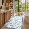 Garvee Floral 8×10 Living Room Bedroom Rugs, Washable Non-Slip Vintage Retro Accent Dining Room Rug, Soft Low-Pile Indoor Farmhouse Decorative Rugs for Home Office Girls Room, Pink(Tulip|blue)
